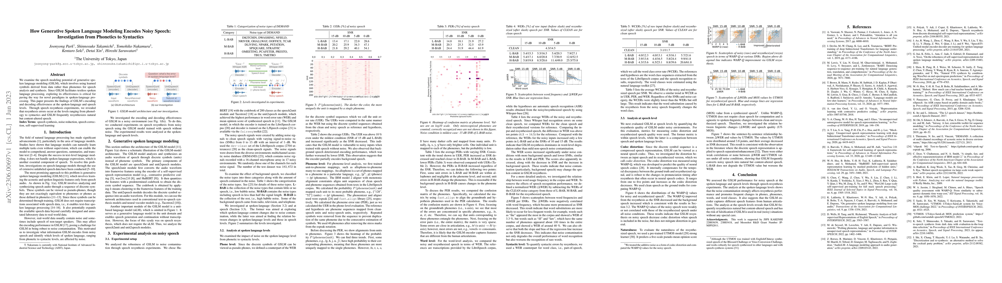 Thumbnail for How Generative Spoken Language Modeling Encodes Noisy Speech:
  Investigation from Phonetics to Syntactics