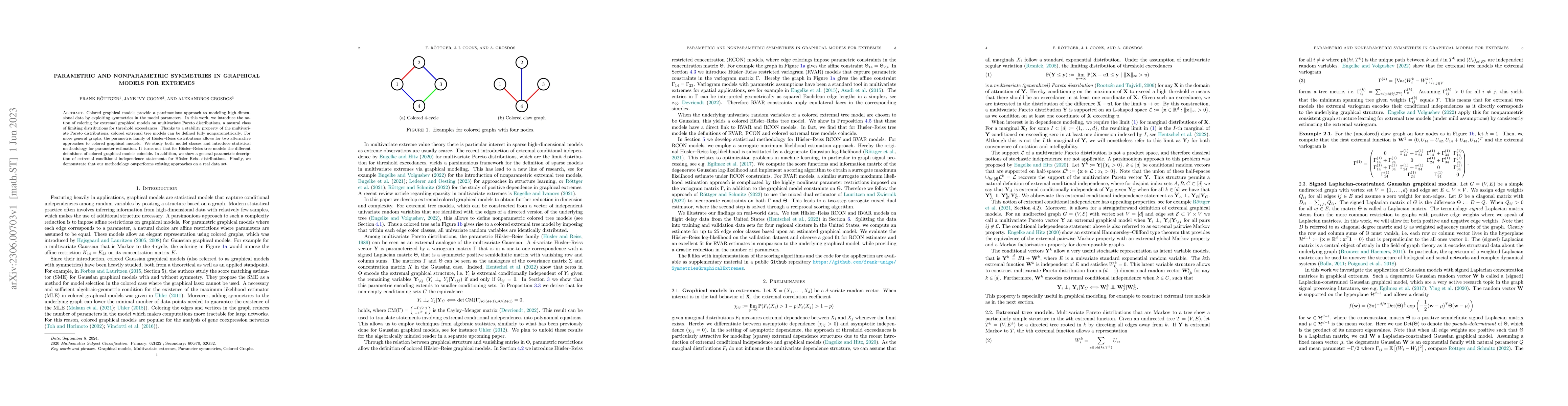 Thumbnail for Parametric and nonparametric symmetries in graphical models for extremes