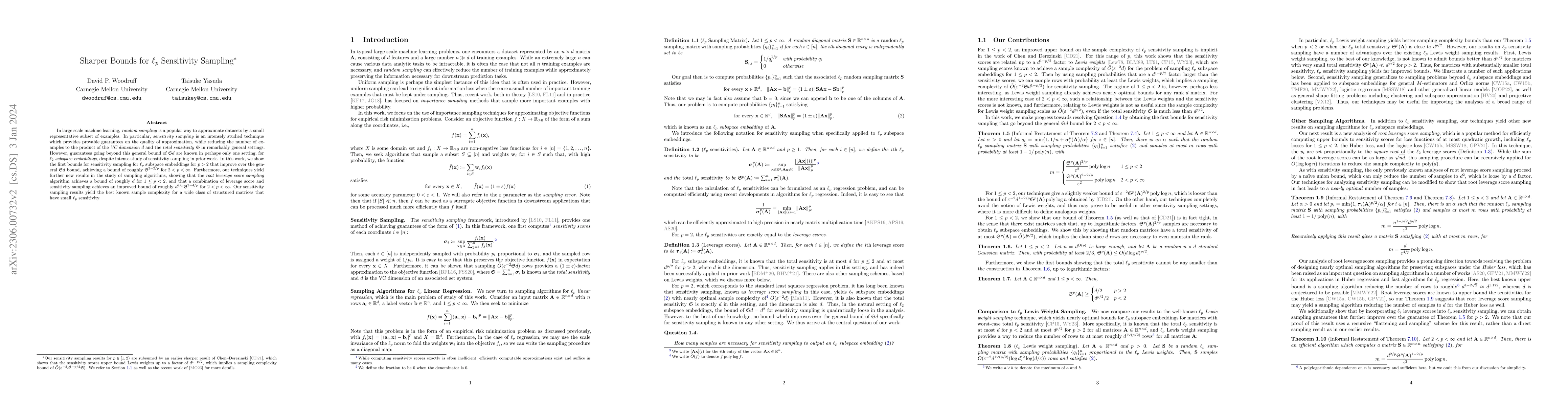 Thumbnail for Sharper Bounds for $\ell_p$ Sensitivity Sampling