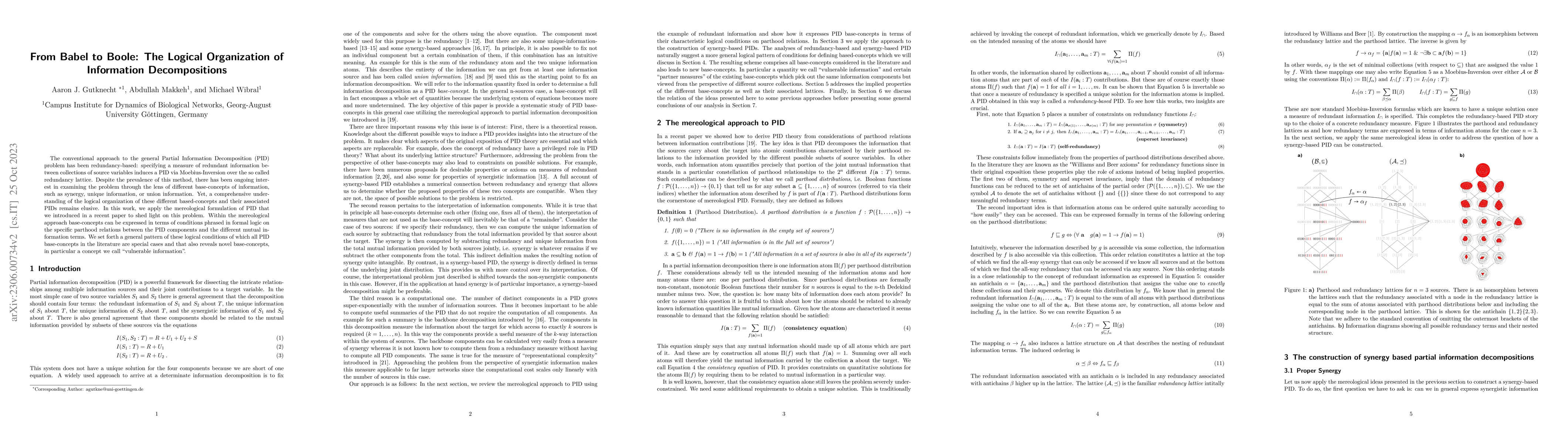 Thumbnail for From Babel to Boole: The Logical Organization of Information
  Decompositions