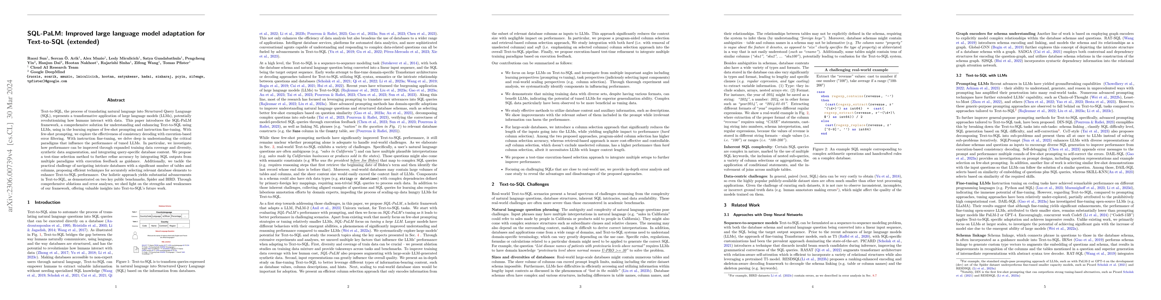 Thumbnail for SQL-PaLM: Improved Large Language Model Adaptation for Text-to-SQL
  (extended)