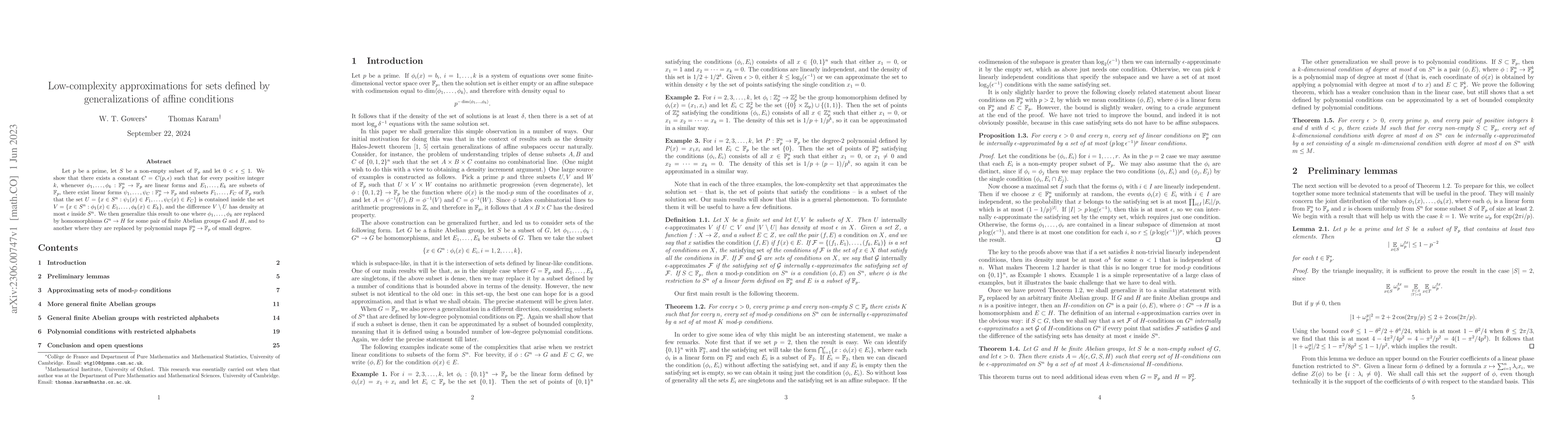Thumbnail for Low-complexity approximations for sets defined by generalizations of
  affine conditions