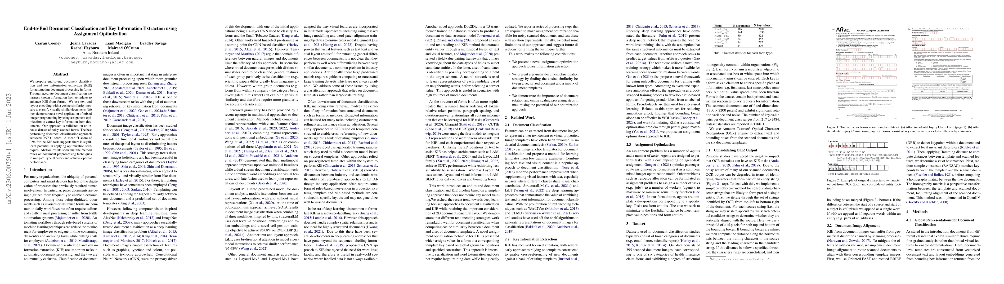 Thumbnail for End-to-End Document Classification and Key Information Extraction using
  Assignment Optimization
