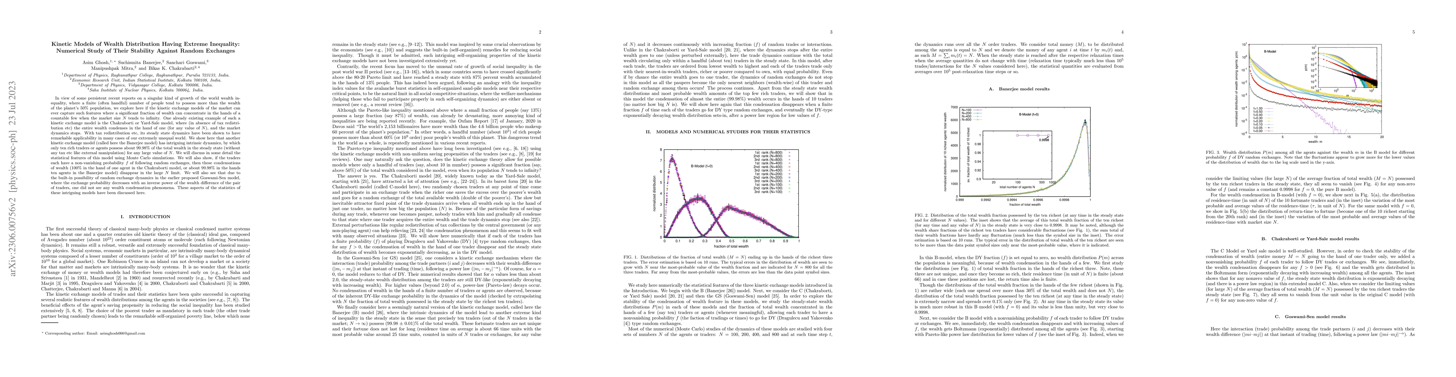 Thumbnail for Kinetic Models of Wealth Distribution Having Extreme Inequality:
  Numerical Study of Their Stability Against Random Exchanges