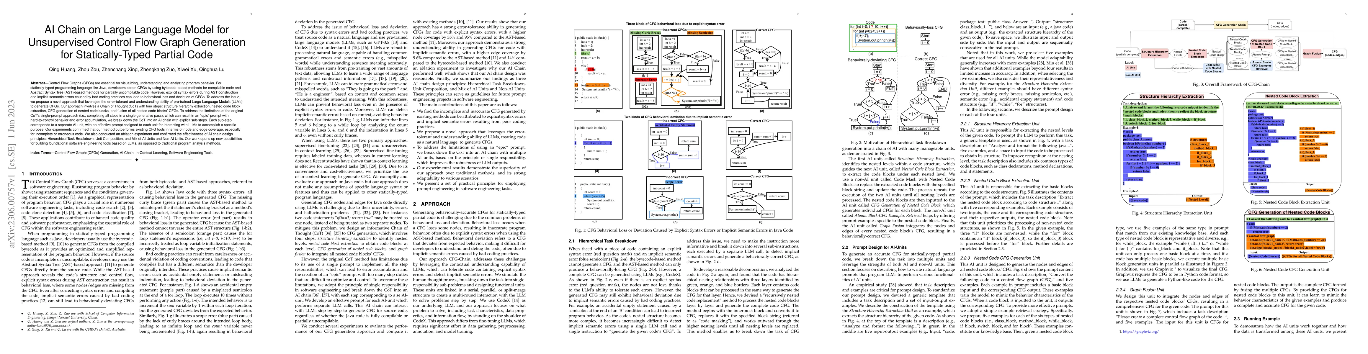 Thumbnail for AI Chain on Large Language Model for Unsupervised Control Flow Graph
  Generation for Statically-Typed Partial Code