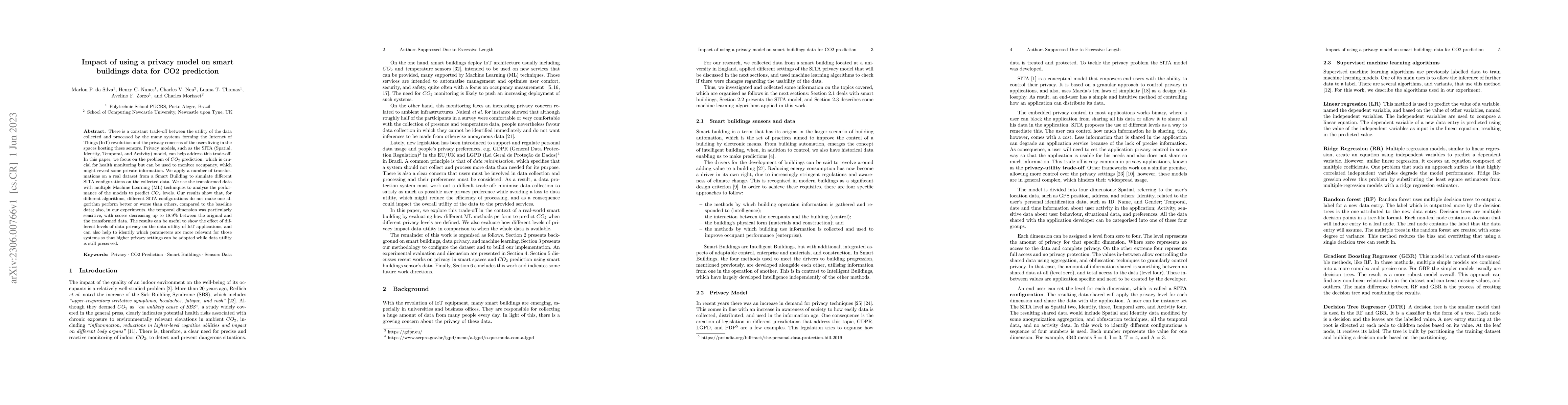 Thumbnail for Impact of using a privacy model on smart buildings data for CO2
  prediction