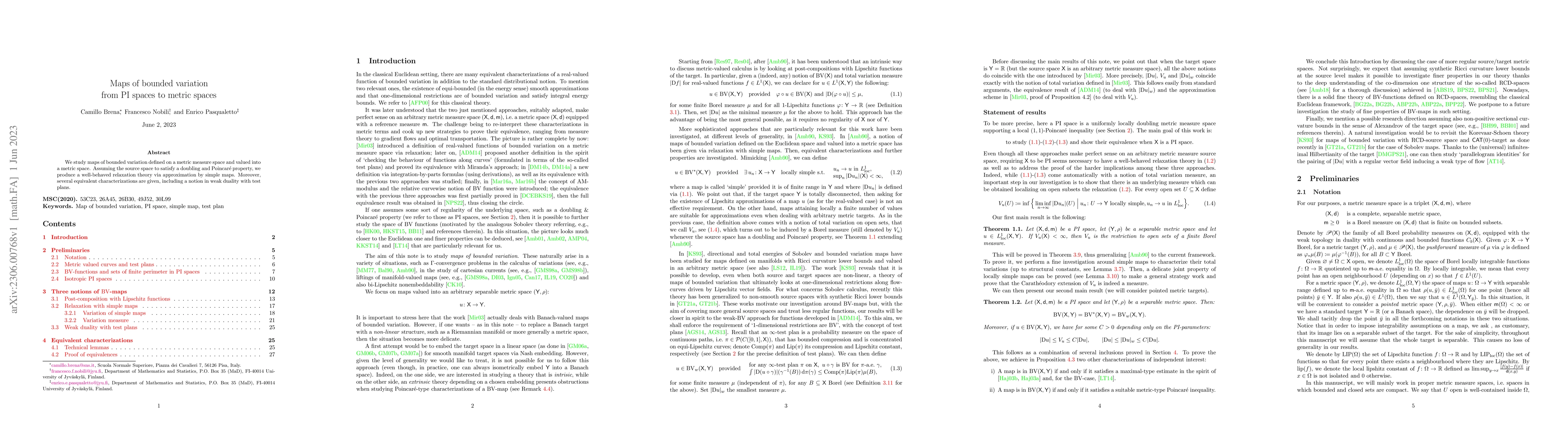 Thumbnail for Maps of bounded variation from PI spaces to metric spaces