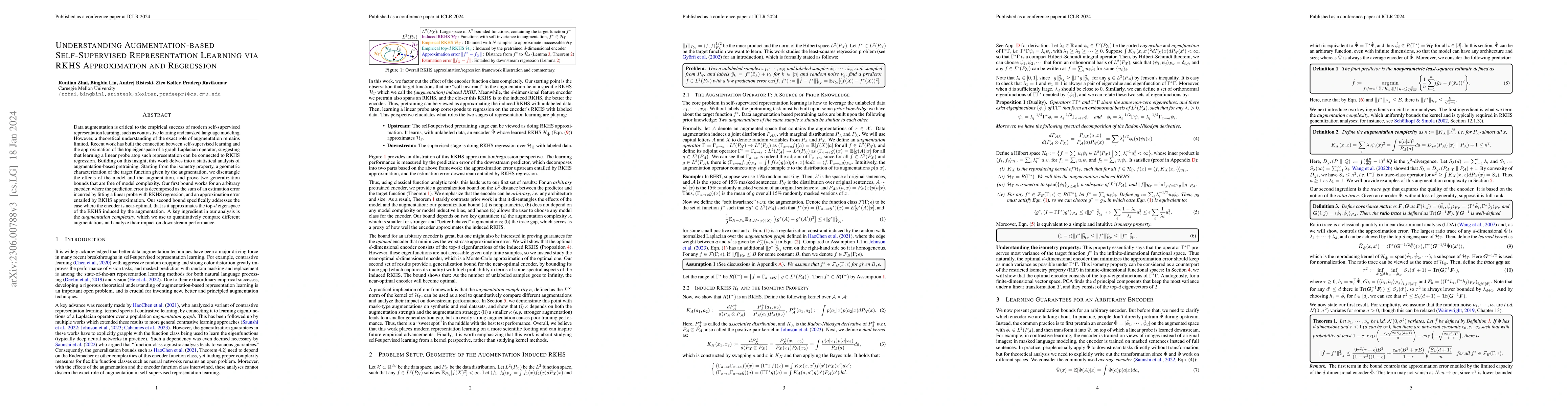 Thumbnail for Understanding Augmentation-based Self-Supervised Representation Learning
  via RKHS Approximation and Regression
