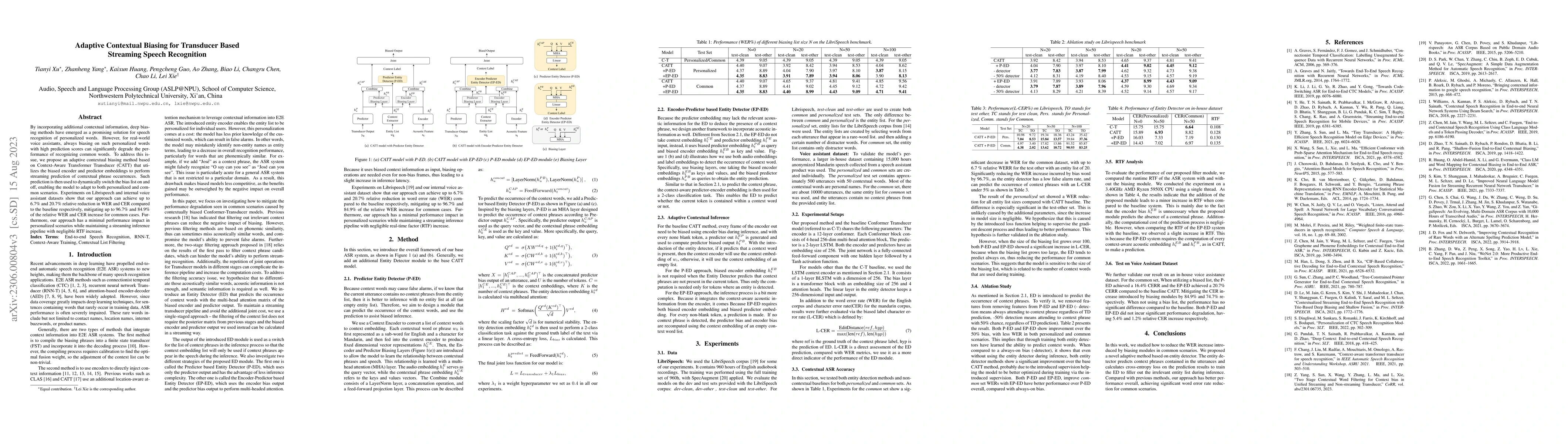 Thumbnail for Adaptive Contextual Biasing for Transducer Based Streaming Speech
  Recognition