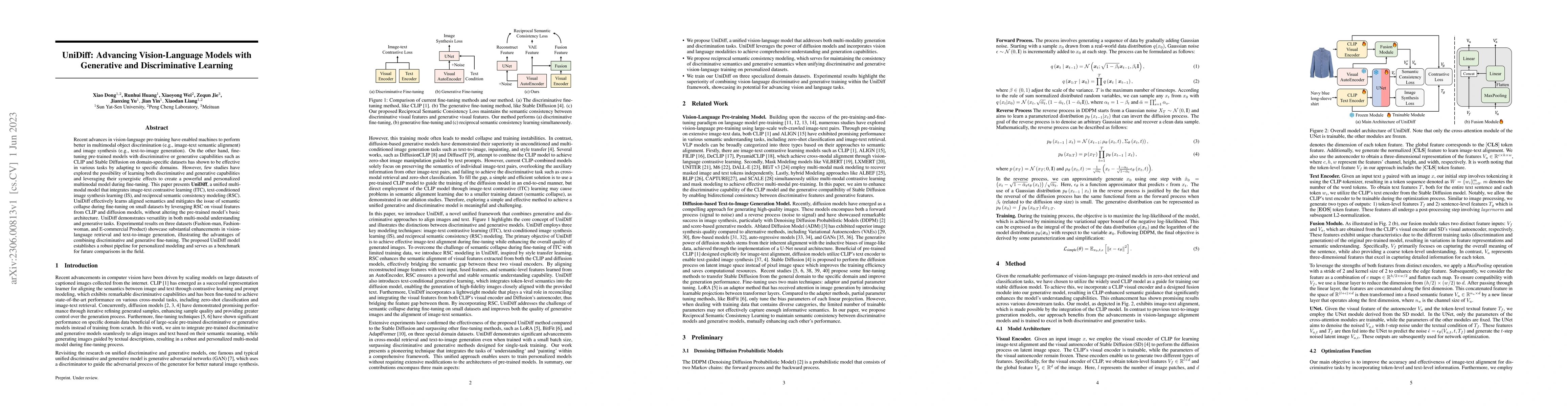 Thumbnail for UniDiff: Advancing Vision-Language Models with Generative and
  Discriminative Learning