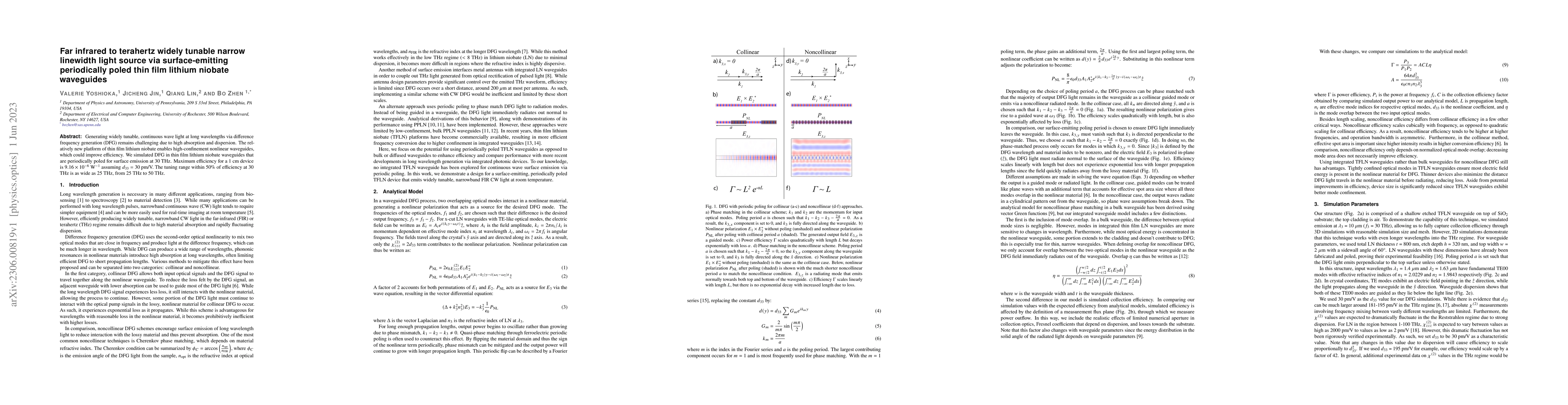 Thumbnail for Far infrared to terahertz widely tunable narrow linewidth light source
  via surface-emitting periodically poled thin film lithium niobate waveguides