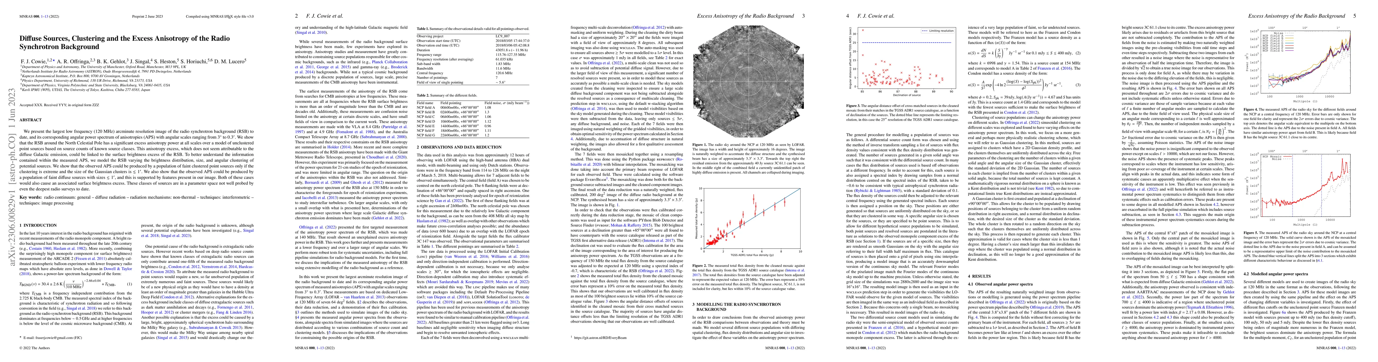 Thumbnail for Diffuse Sources, Clustering and the Excess Anisotropy of the Radio
  Synchrotron Background