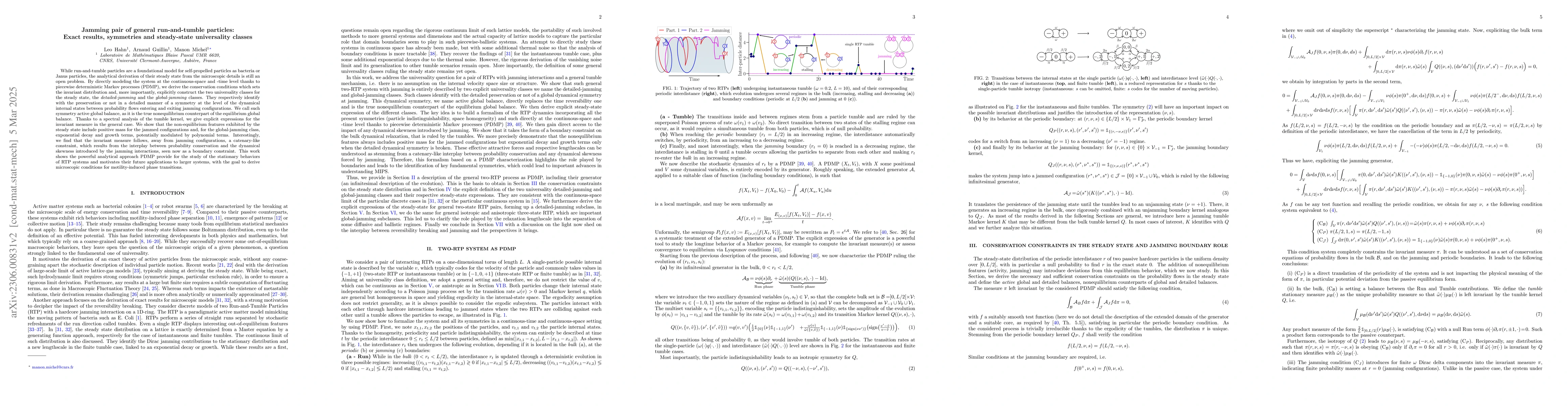 Thumbnail for Jamming pair of general run-and-tumble particles: Exact results and
  universality classes