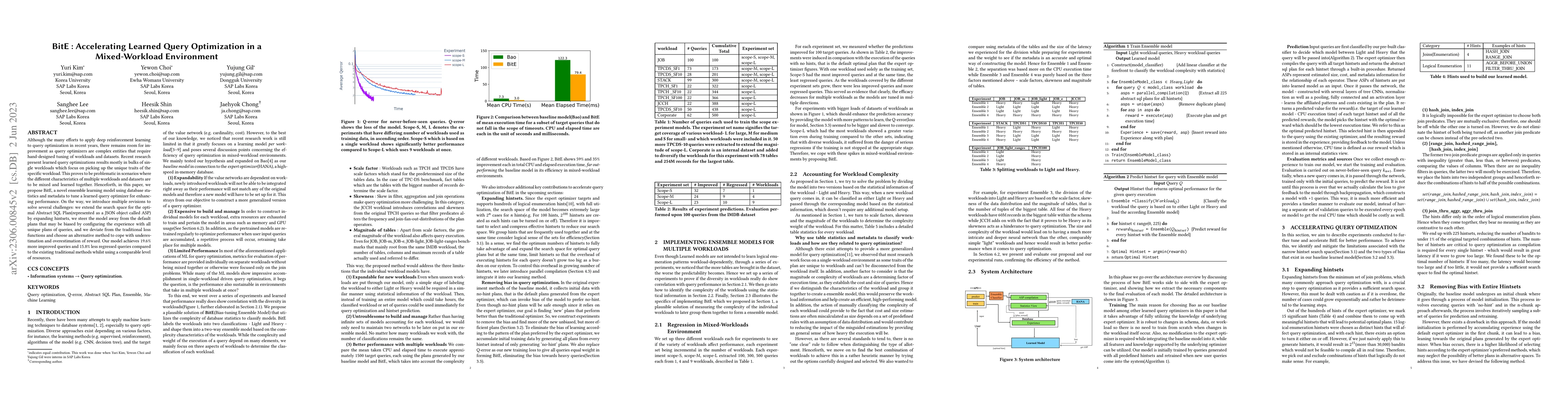 Thumbnail for BitE : Accelerating Learned Query Optimization in a Mixed-Workload
  Environment