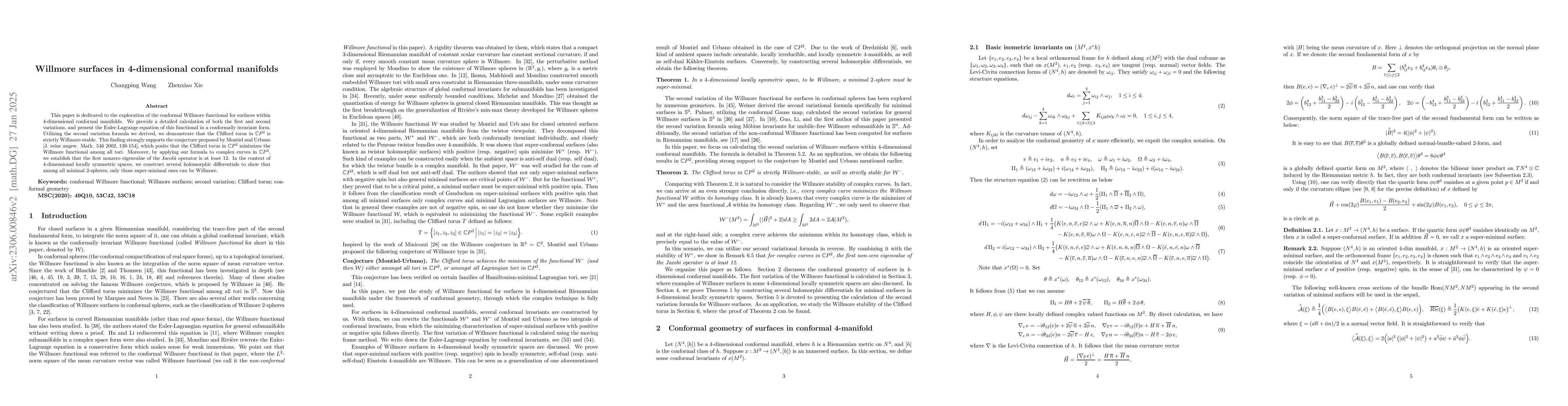 Thumbnail for Willmore surfaces in 4-dimensional conformal manifolds