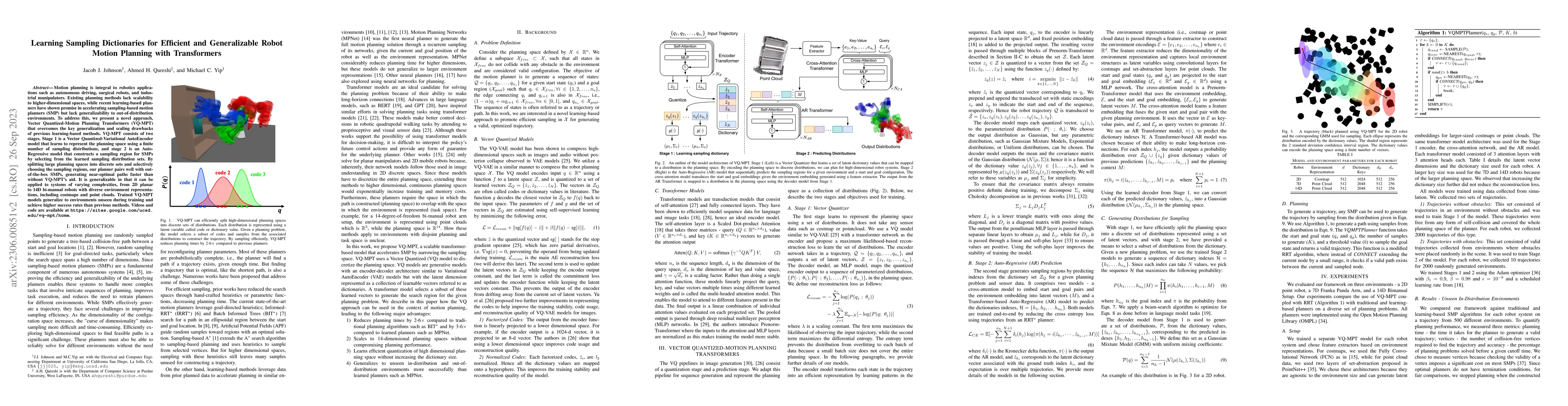 Thumbnail for Learning Sampling Dictionaries for Efficient and Generalizable Robot
  Motion Planning with Transformers