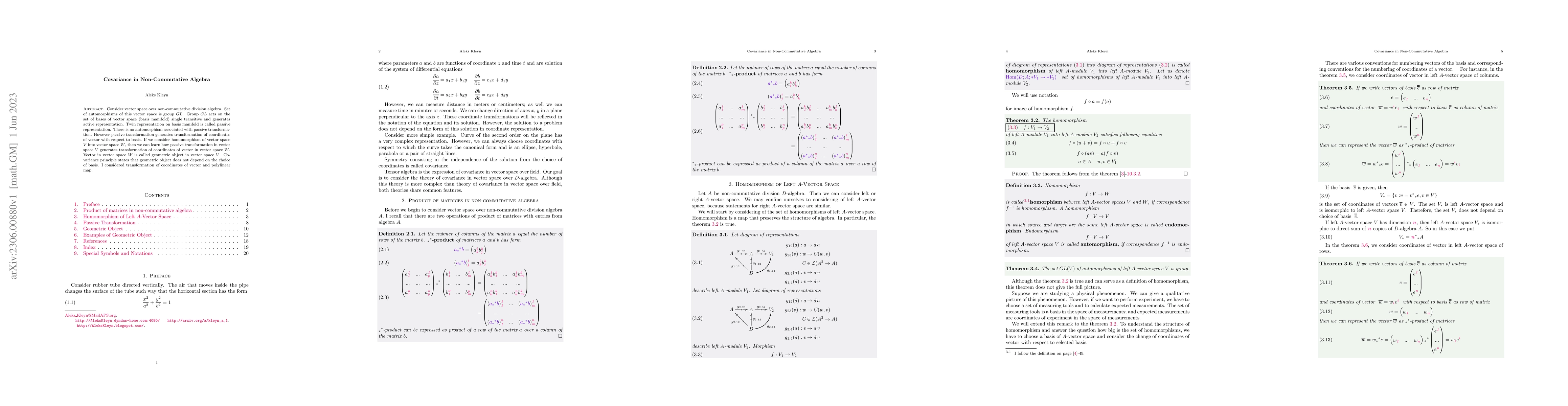 Thumbnail for Covariance in Non-Commutative Algebra