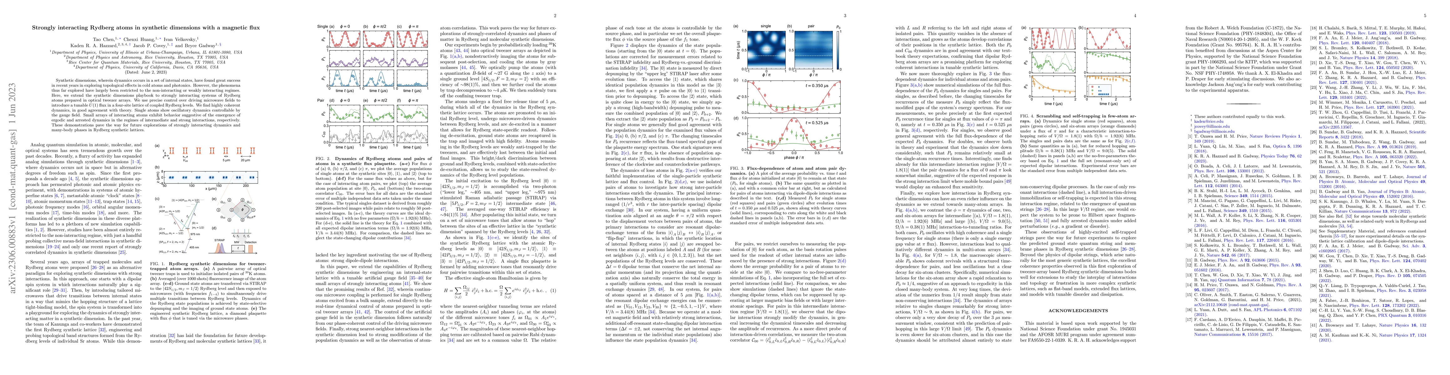 Thumbnail for Strongly interacting Rydberg atoms in synthetic dimensions with a
  magnetic flux