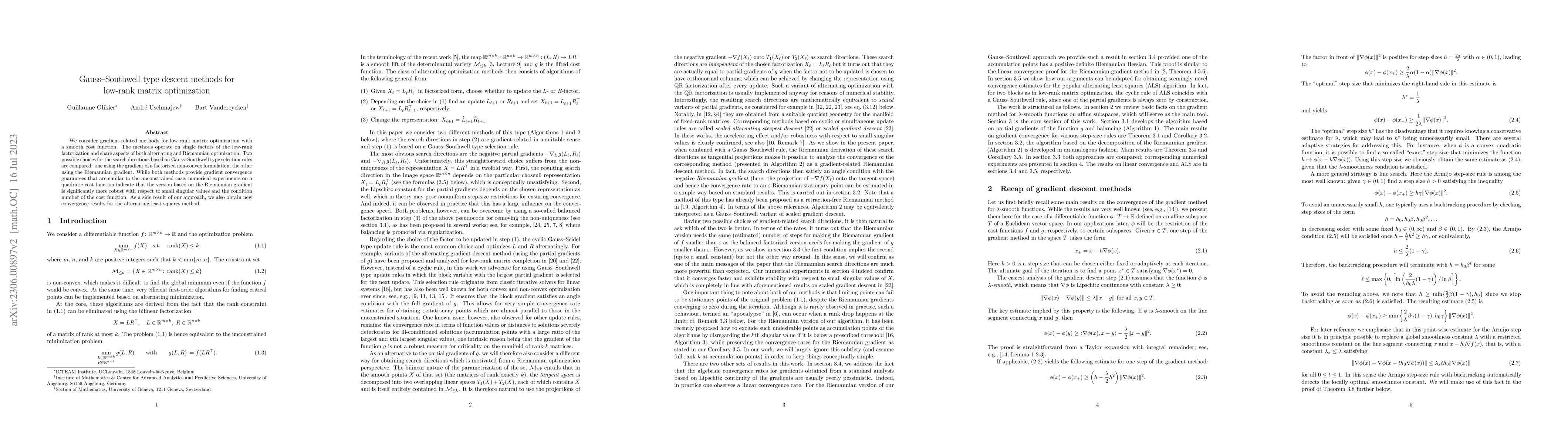 Thumbnail for Gauss-Southwell type descent methods for low-rank matrix optimization