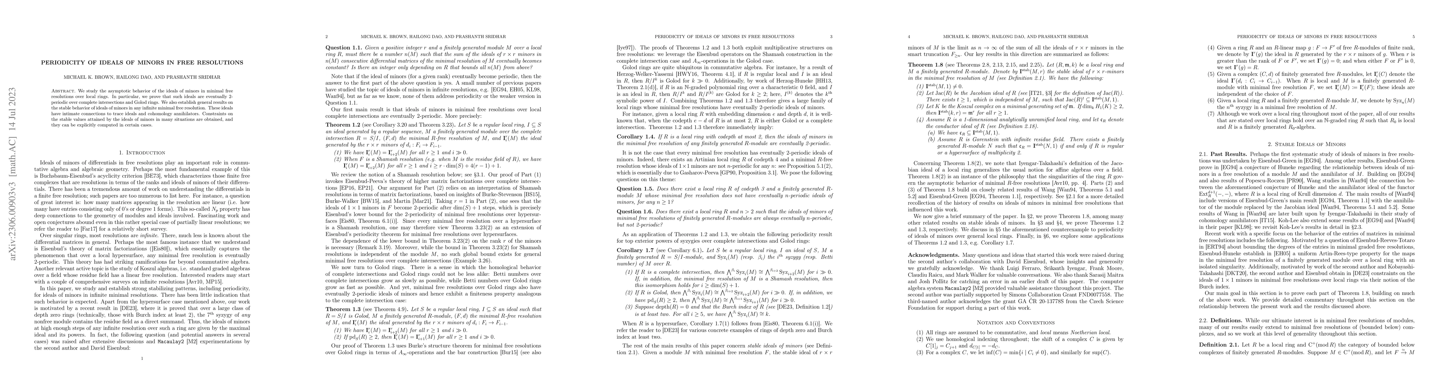 Thumbnail for Periodicity of ideals of minors in free resolutions