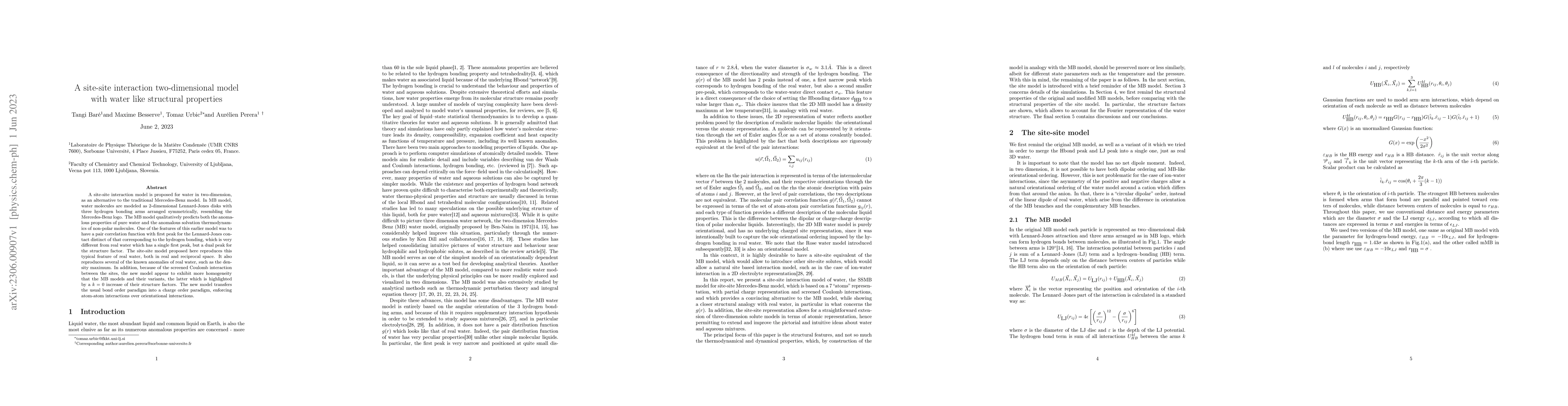 Thumbnail for A site-site interaction two-dimensional model with water like structural
  properties