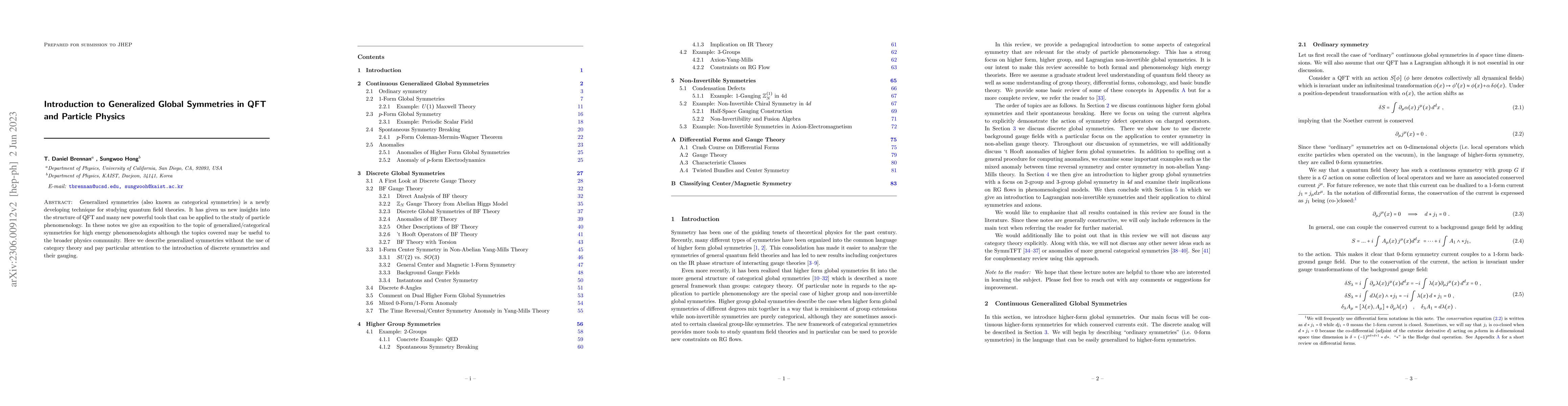 Thumbnail for Introduction to Generalized Global Symmetries in QFT and Particle
  Physics