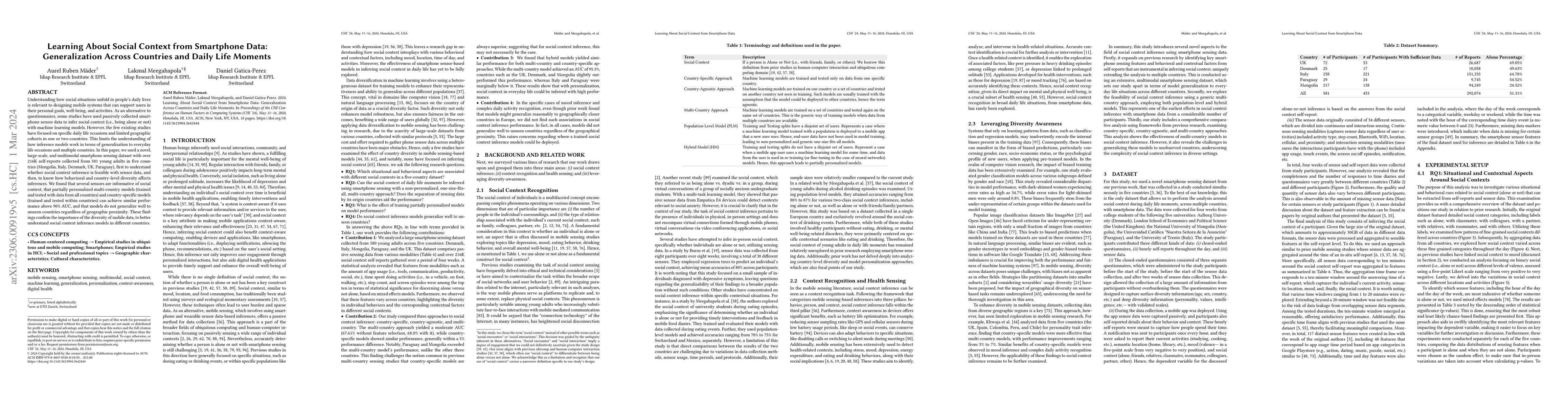 Thumbnail for Learning About Social Context from Smartphone Data: Generalization
  Across Countries and Daily Life Moments