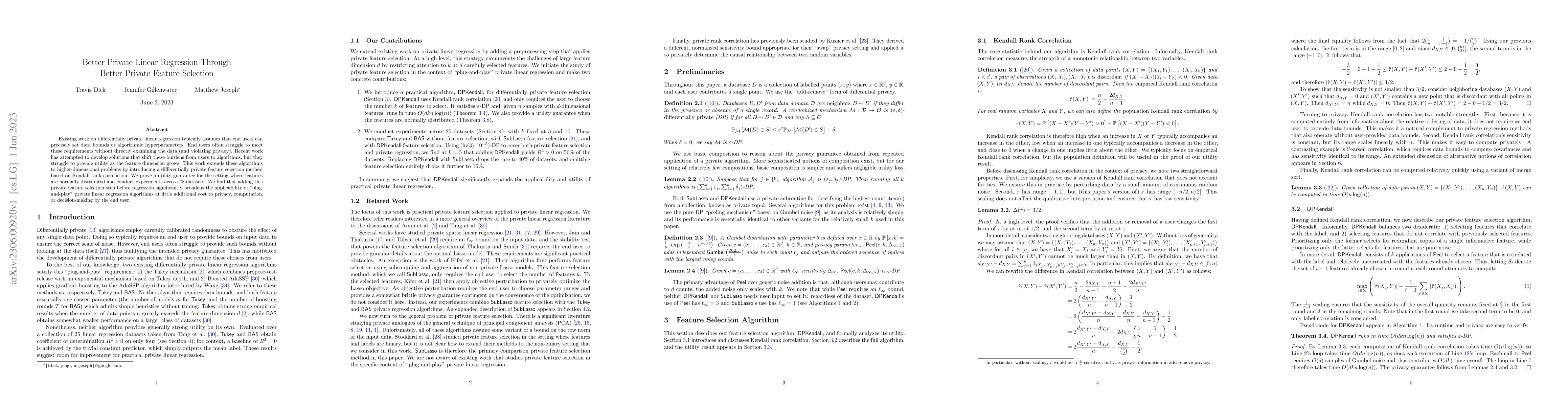 Thumbnail for Better Private Linear Regression Through Better Private Feature
  Selection