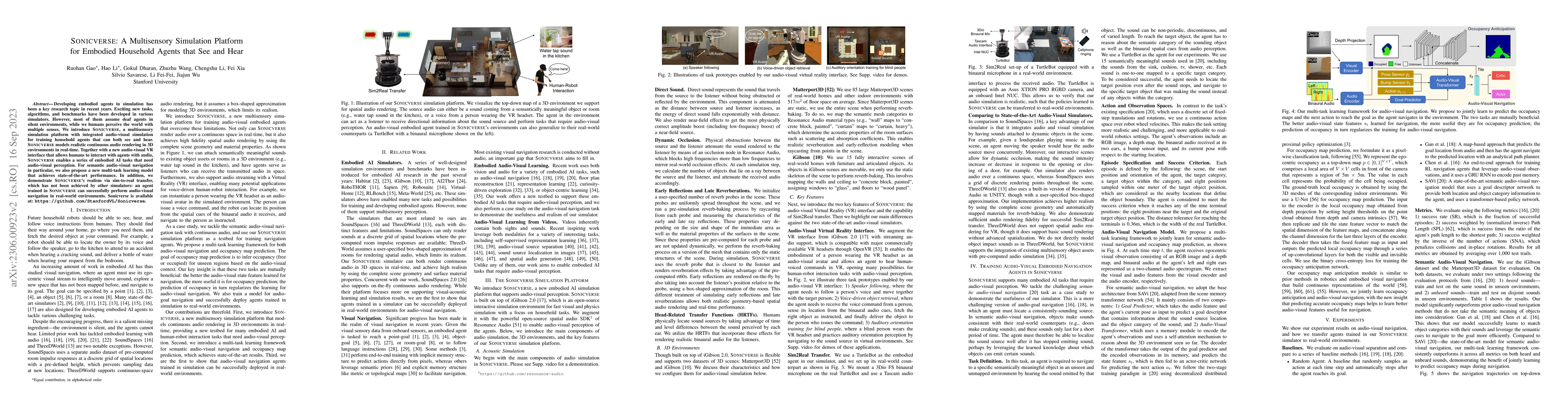 Thumbnail for Sonicverse: A Multisensory Simulation Platform for Embodied Household
  Agents that See and Hear