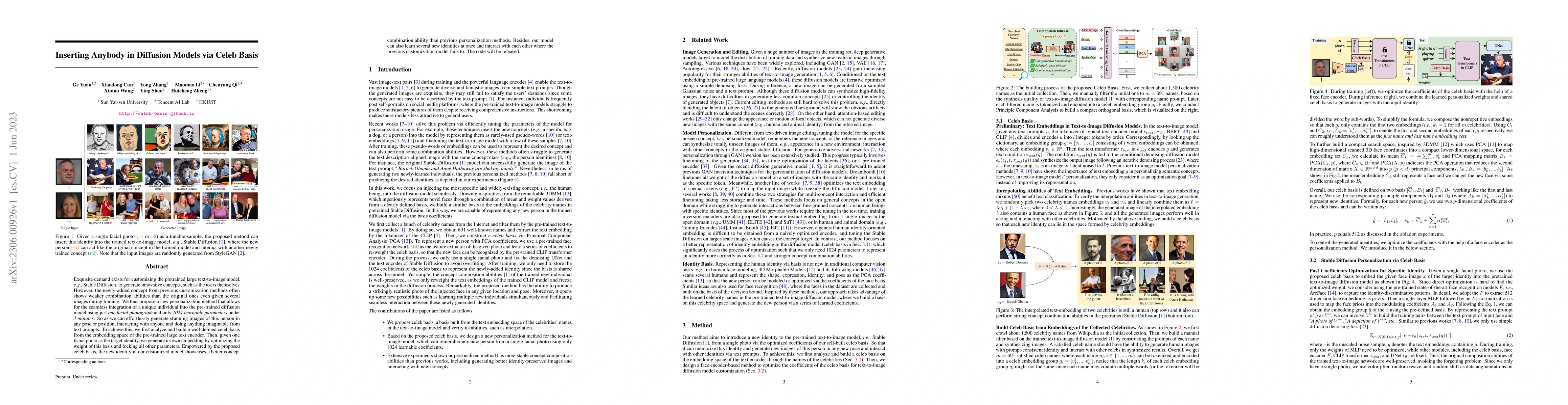 Thumbnail for Inserting Anybody in Diffusion Models via Celeb Basis