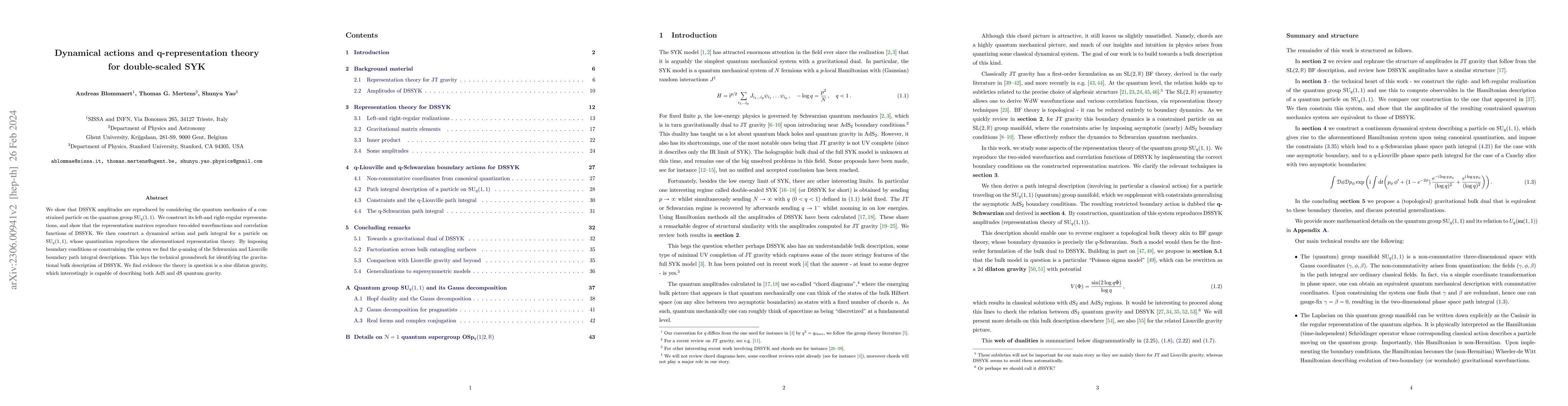 Thumbnail for Dynamical actions and q-representation theory for double-scaled SYK