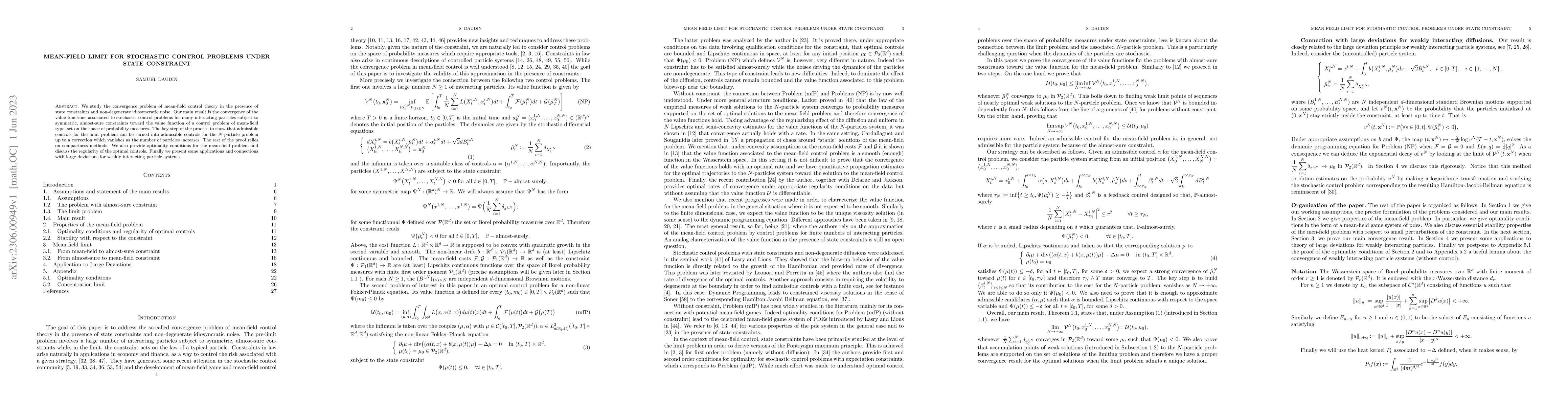 Thumbnail for Mean-field limit for stochastic control problems under state constraint