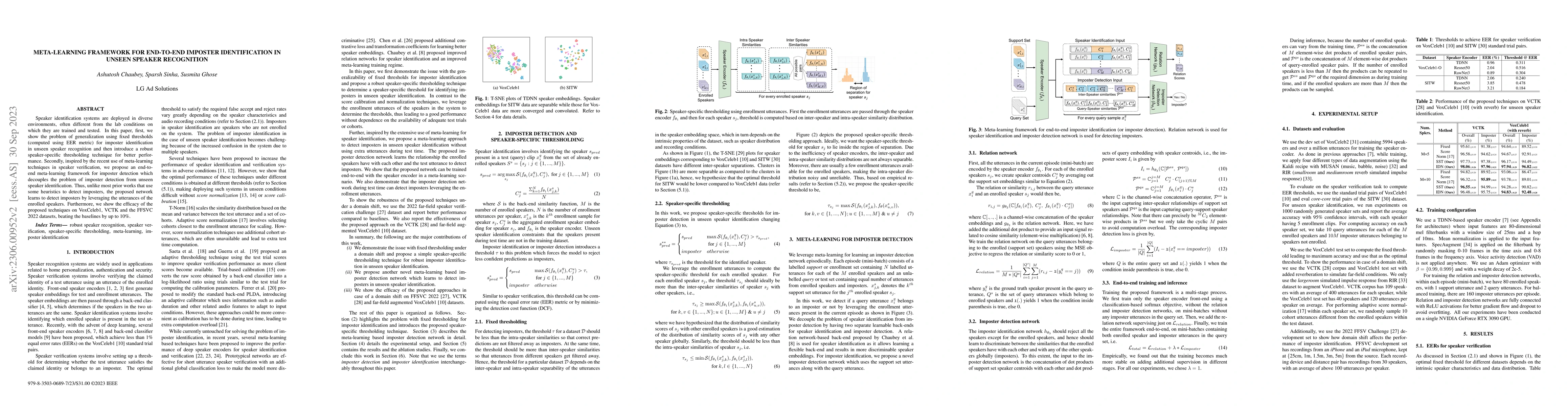 Thumbnail for Meta-Learning Framework for End-to-End Imposter Identification in Unseen
  Speaker Recognition
