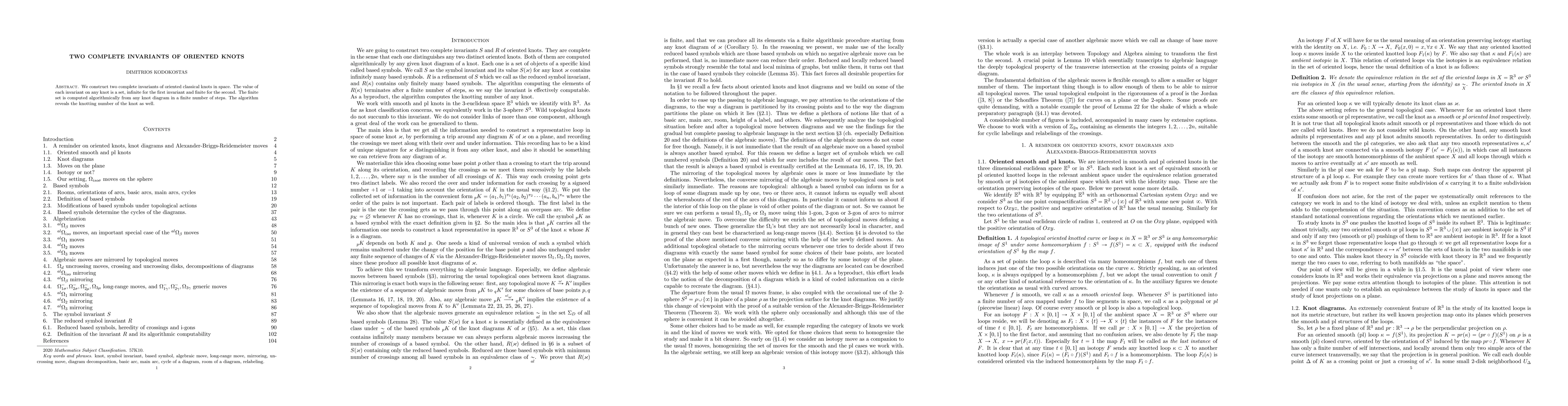 Thumbnail for Two complete invariants of oriented knots