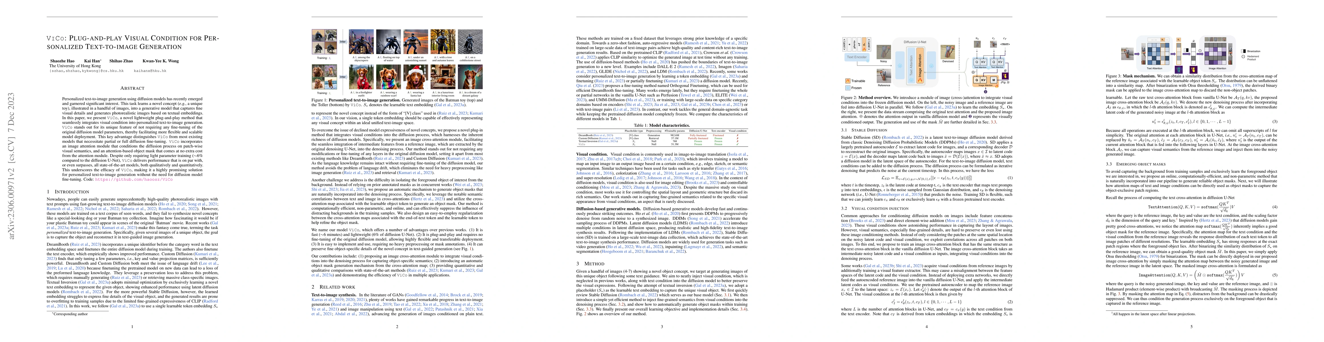 Thumbnail for ViCo: Plug-and-play Visual Condition for Personalized Text-to-image
  Generation
