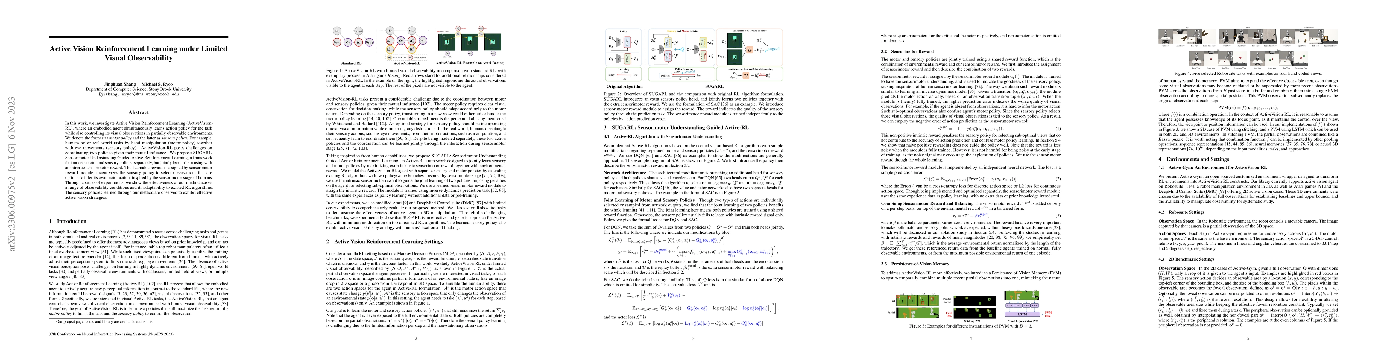 Thumbnail for Active Vision Reinforcement Learning under Limited Visual Observability