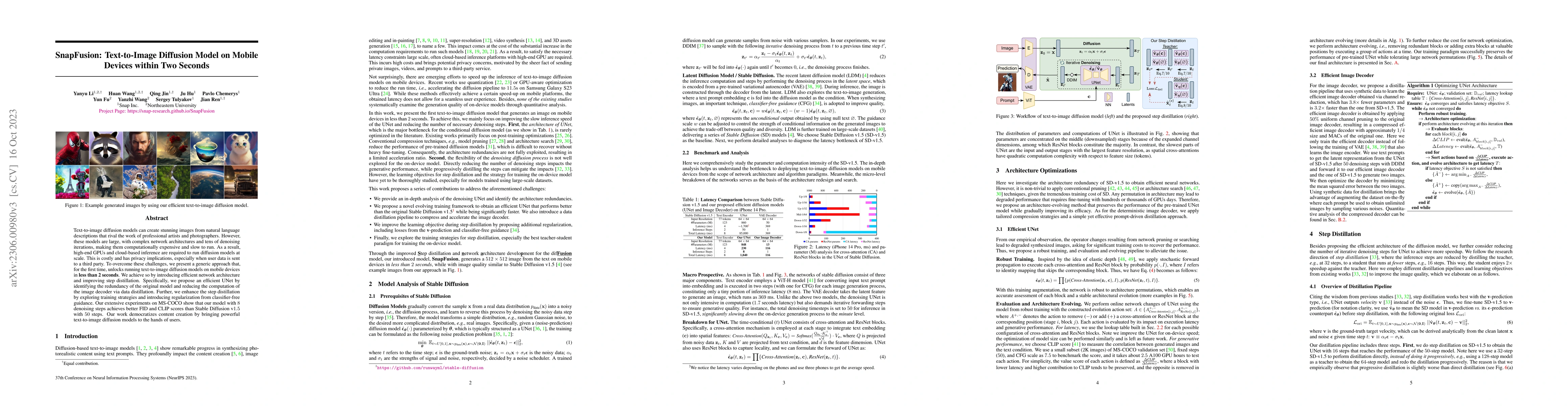 Thumbnail for SnapFusion: Text-to-Image Diffusion Model on Mobile Devices within Two
  Seconds