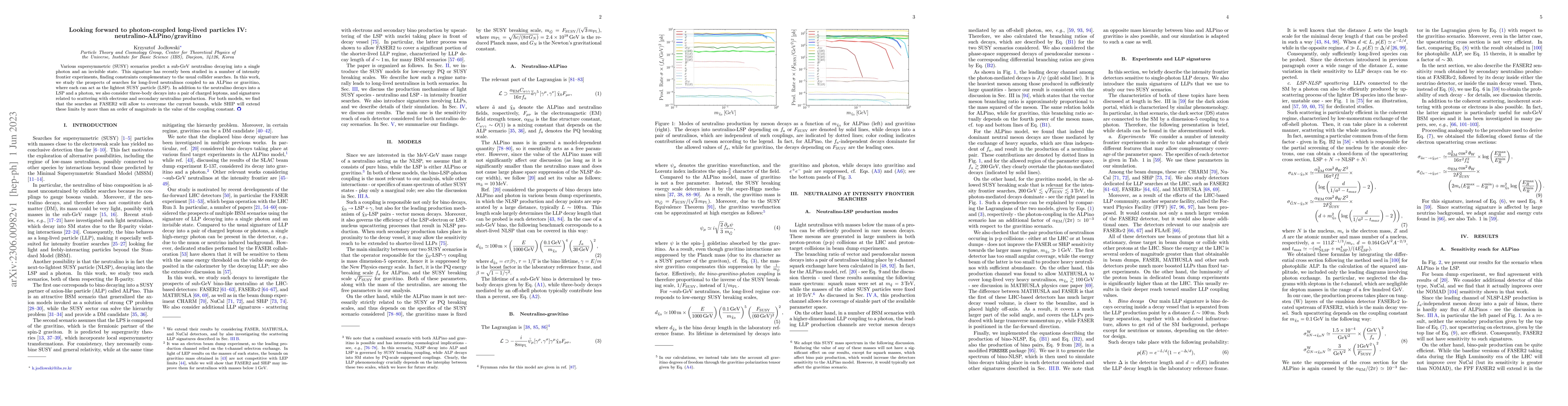 Thumbnail for Looking forward to photon-coupled long-lived particles IV:
  neutralino-ALPino/gravitino