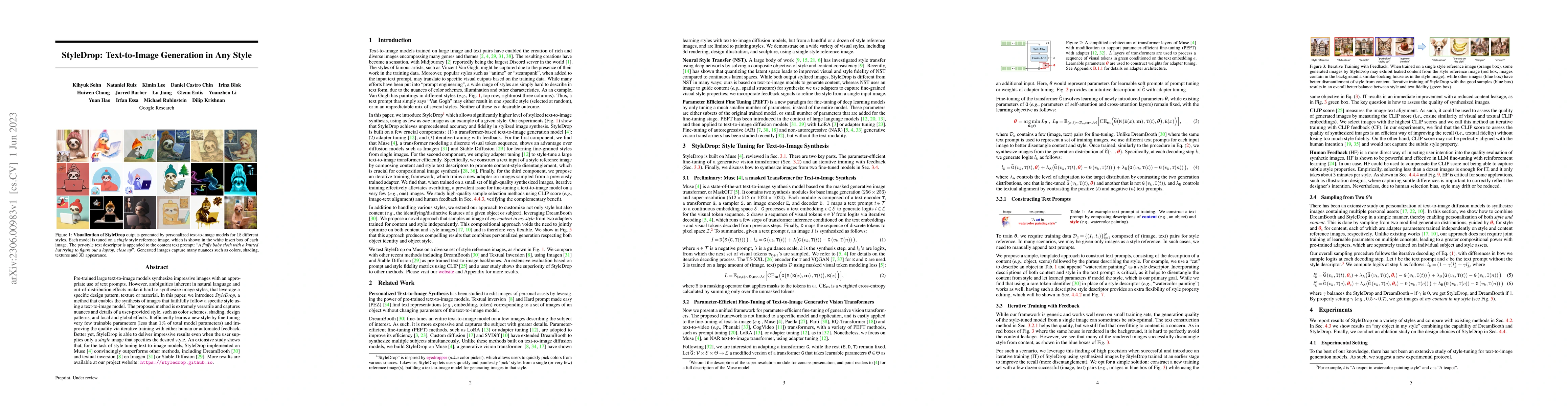 Thumbnail for StyleDrop: Text-to-Image Generation in Any Style