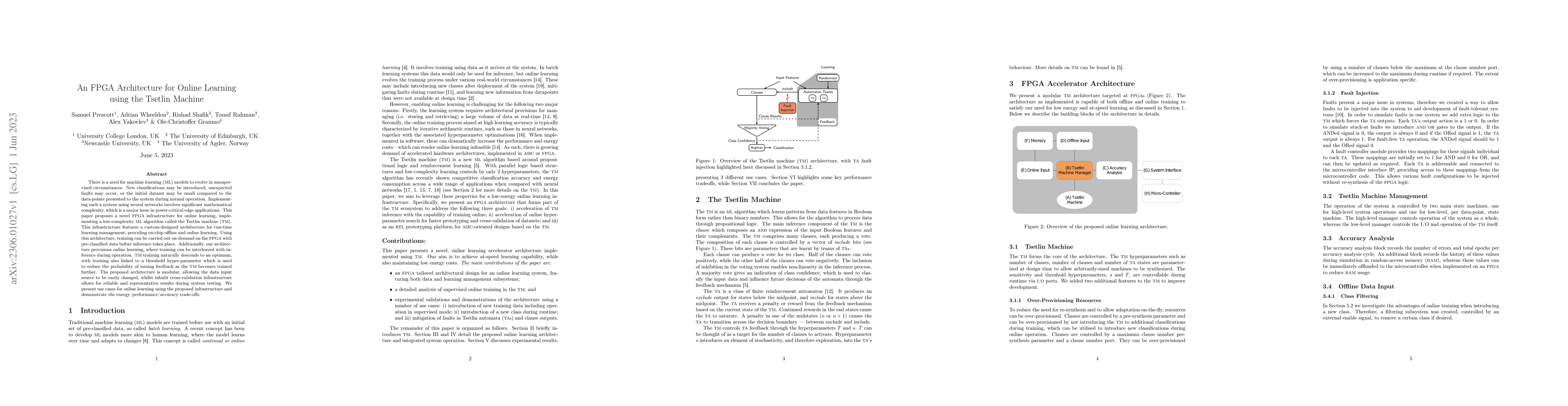 Thumbnail for An FPGA Architecture for Online Learning using the Tsetlin Machine