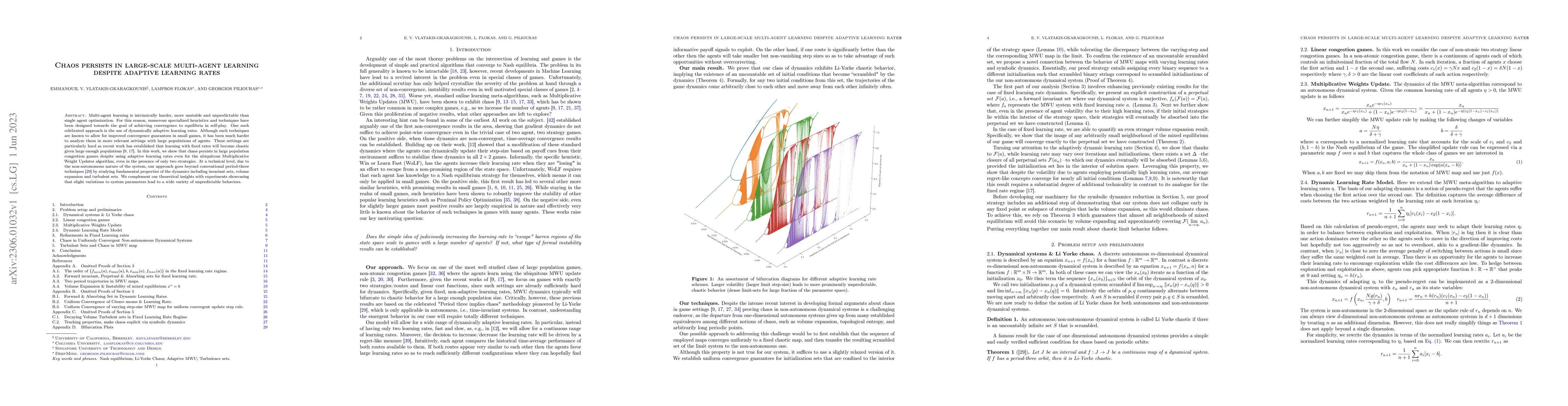 Thumbnail for Chaos persists in large-scale multi-agent learning despite adaptive
  learning rates