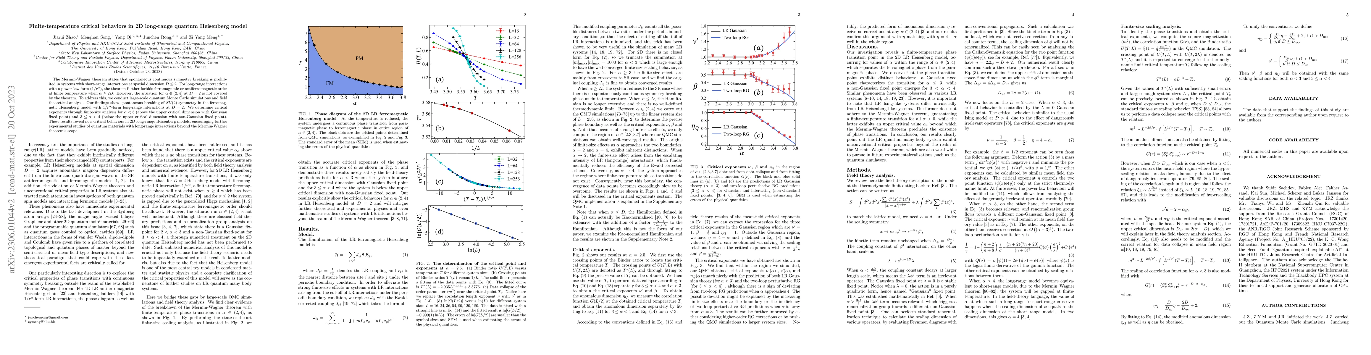 Thumbnail for Finite-temperature critical behaviors in 2D long-range quantum
  Heisenberg model