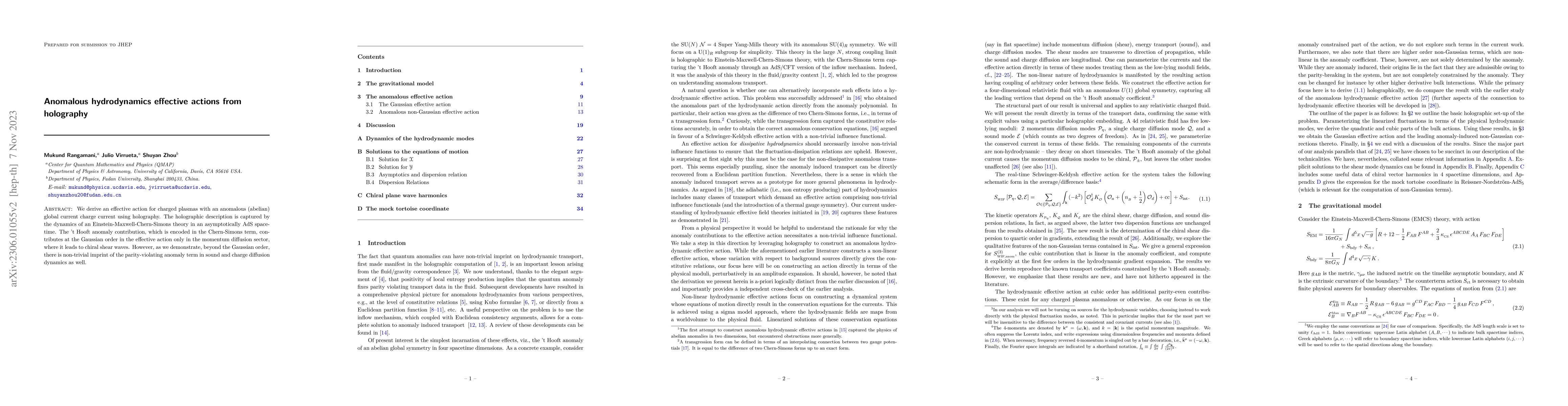 Thumbnail for Anomalous hydrodynamics effective actions from holography