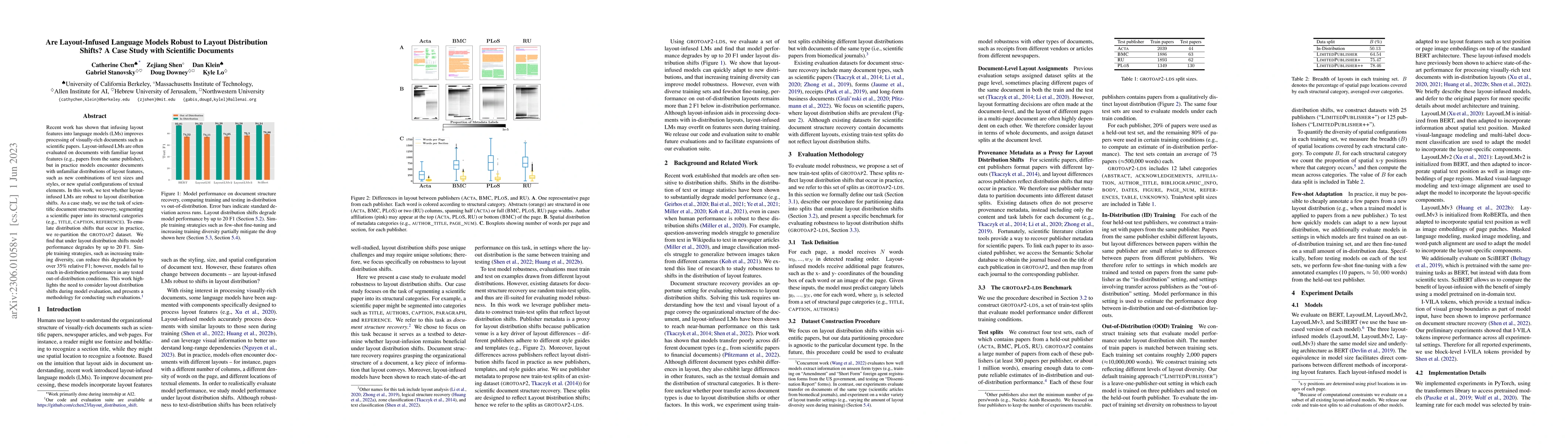 Thumbnail for Are Layout-Infused Language Models Robust to Layout Distribution Shifts?
  A Case Study with Scientific Documents