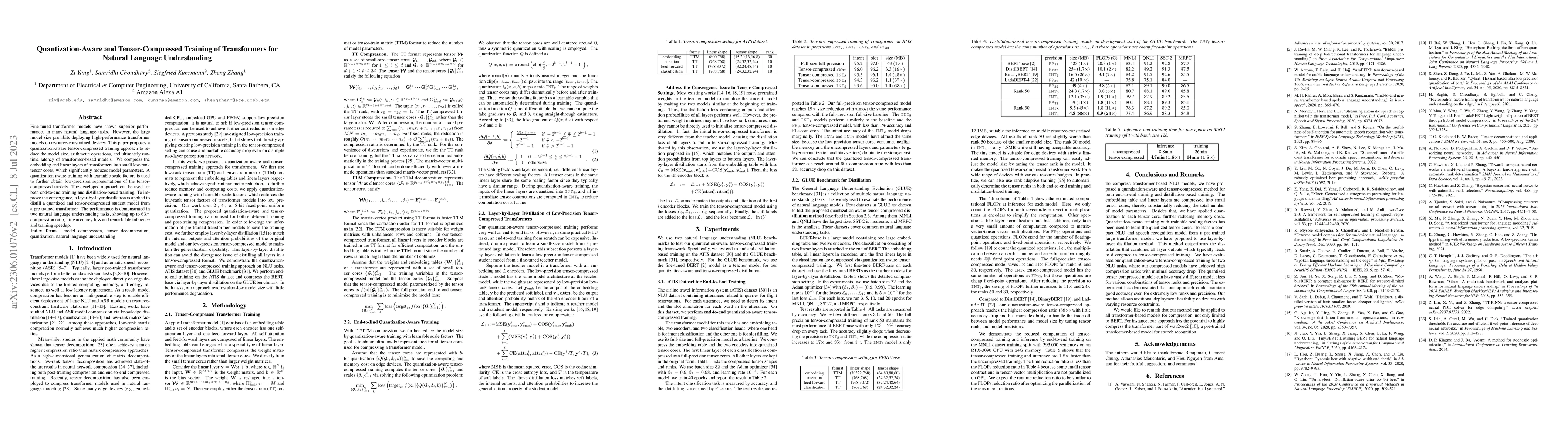 Thumbnail for Quantization-Aware and Tensor-Compressed Training of Transformers for
  Natural Language Understanding