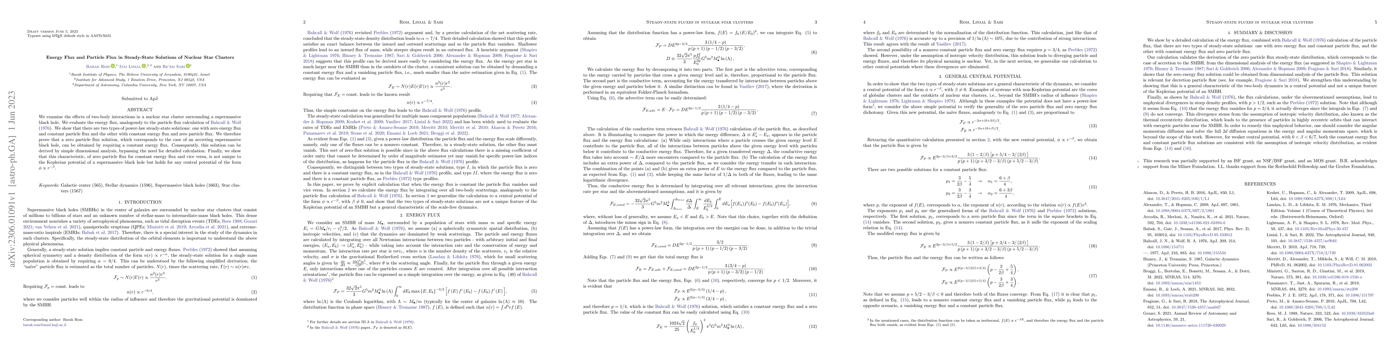 Thumbnail for Energy Flux and Particle Flux in Steady-State Solutions of Nuclear Star
  Clusters