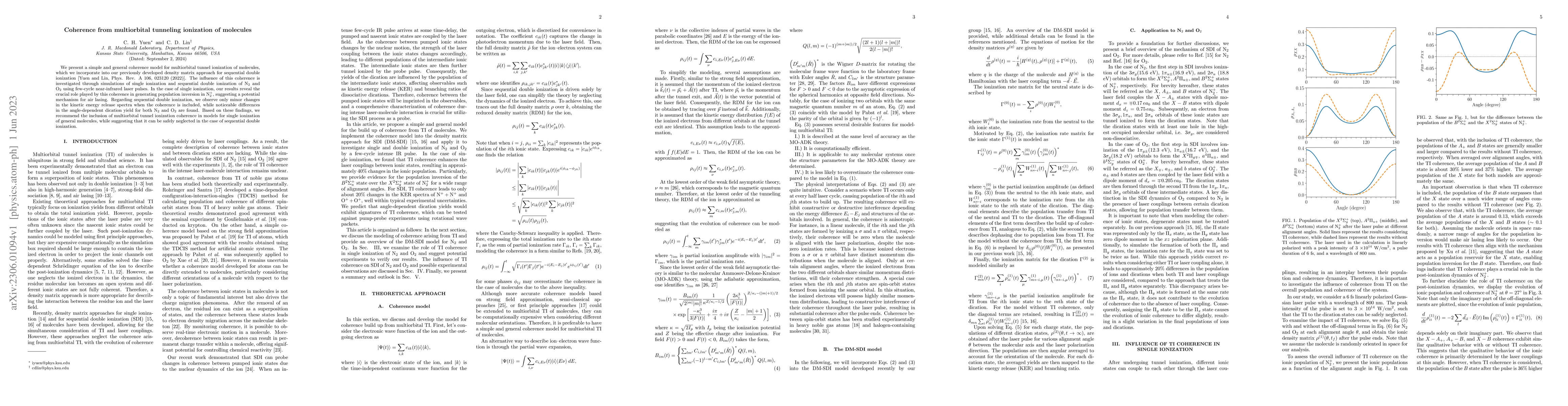 Thumbnail for Coherence from multiorbital tunneling ionization of molecules