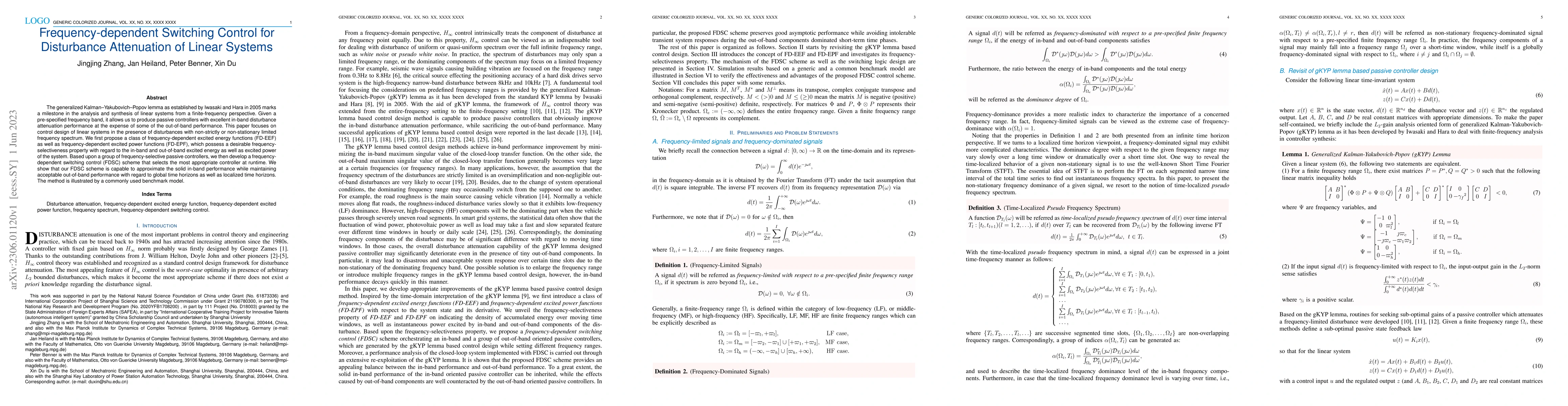 Thumbnail for Frequency-dependent Switching Control for Disturbance Attenuation of
  Linear Systems