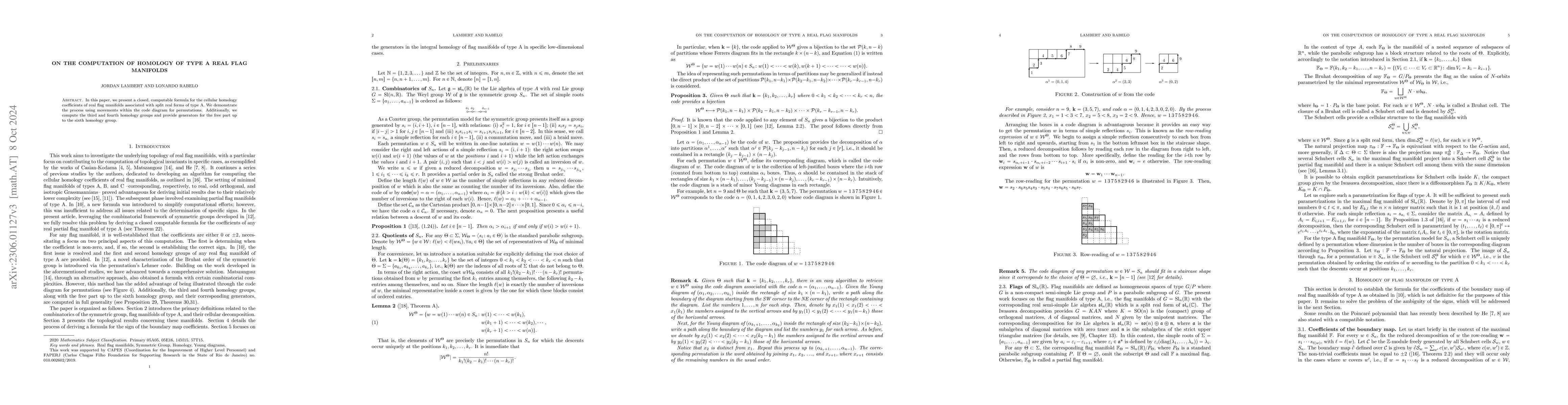 Thumbnail for On the computation of homology of type A real flag manifolds