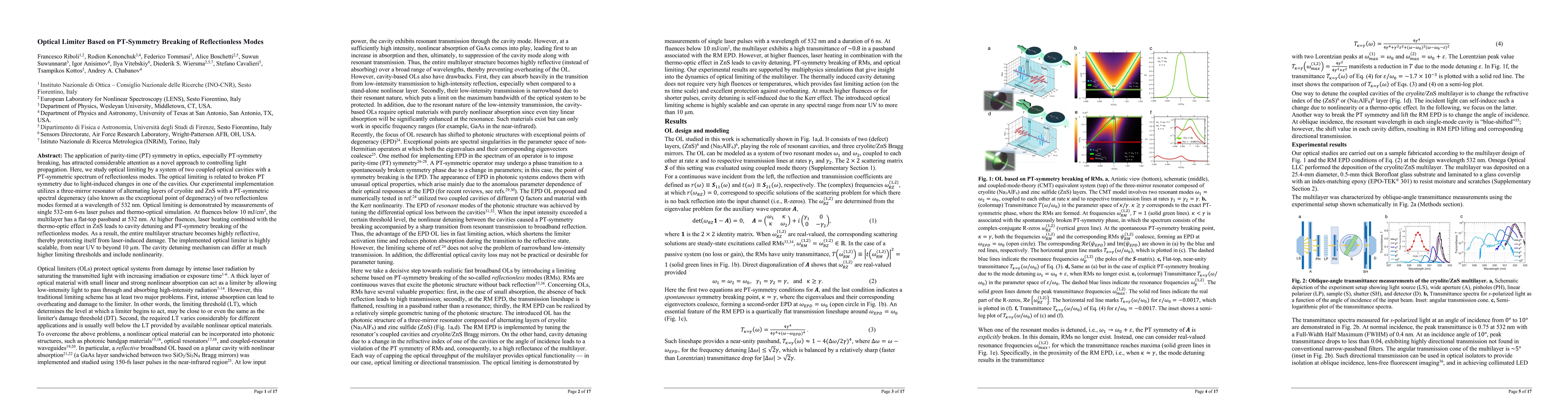 Thumbnail for Optical Limiter Based on PT-Symmetry Breaking of Reflectionless Modes